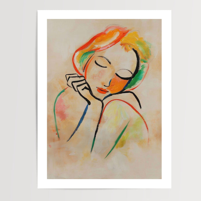 Poster Portrait féminin - Douceur pastel et sérénité minimaliste — Vierge - poster-presentation-produit — passe-partout blanc