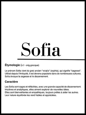 The image shows a personalized poster with the name in large black letters at the top center. Below the name, there are two sections: