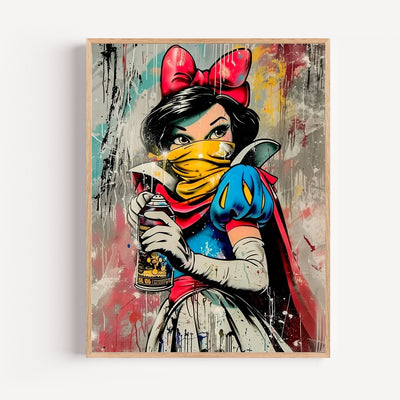 Póster princesa street art - Retrato rebelde de colores vibrantes