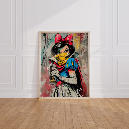 Poster Princesse street art - Portrait rebelle aux couleurs éclatantes — Vierge - living-room