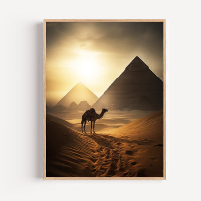 Póster Pirámides de Egipto - Desierto dorado al atardecer