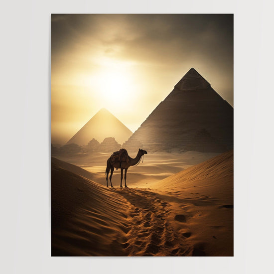 Poster Pyramides d'Égypte - Désert doré au crépuscule — Vierge - poster-presentation-produit