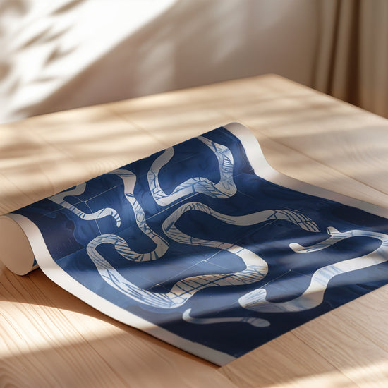 Poster Rêverie ondulante - Vagues de bleu pour un intérieur apaisé — Vierge - poster-enroullé