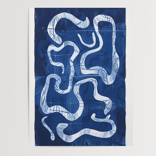 Poster Rêverie ondulante - Vagues de bleu pour un intérieur apaisé — Vierge - poster-presentation-produit