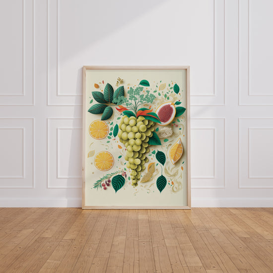Poster Raisin vert et citron - Fraîcheur acidulée d'un été en cuisine — Vierge - living-room