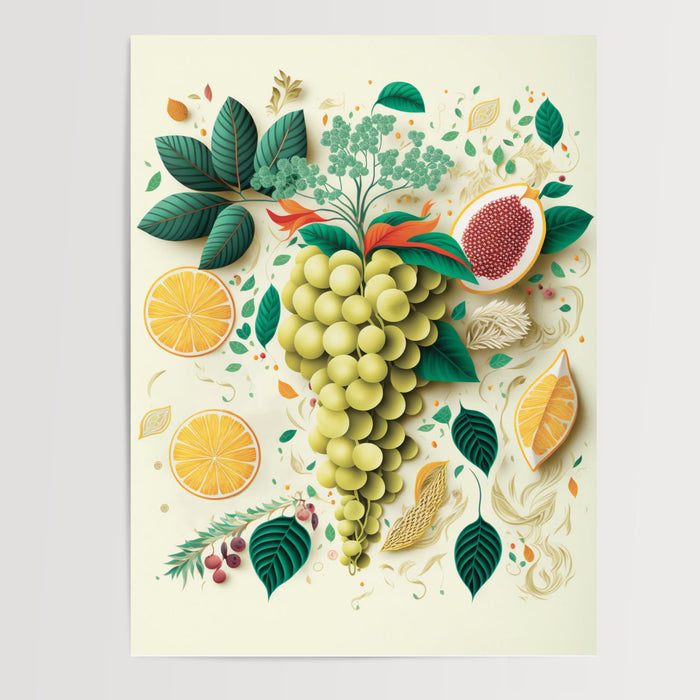 Poster Raisin vert et citron - Fraîcheur acidulée d'un été en cuisine — Vierge - poster-presentation-produit