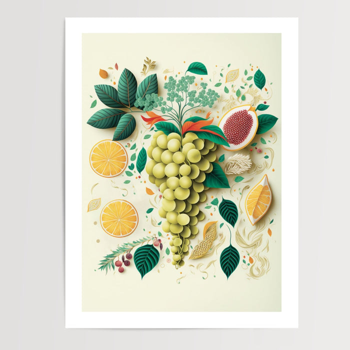 Poster Raisin vert et citron - Fraîcheur acidulée d'un été en cuisine — Vierge - poster-presentation-produit — passe-partout blanc