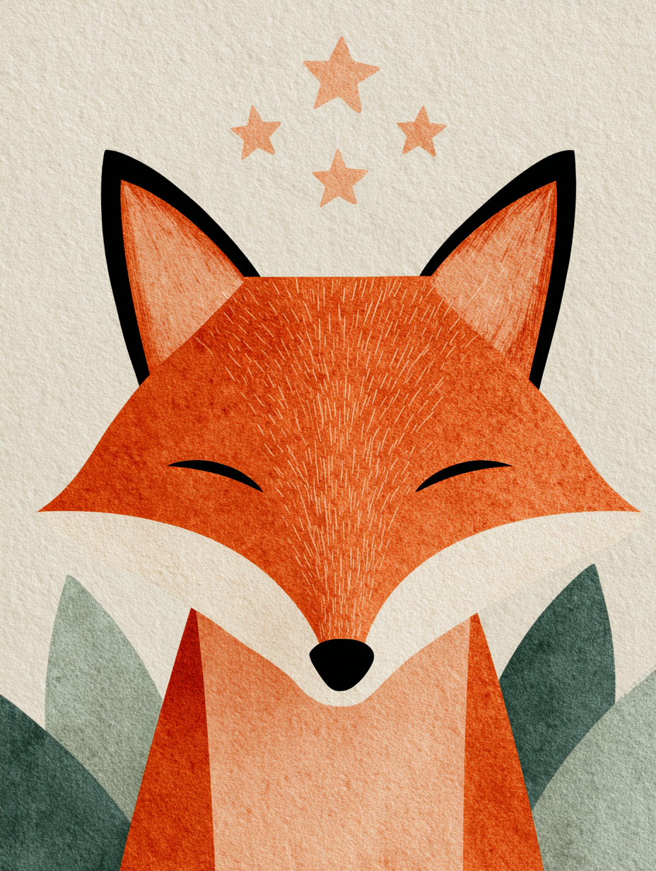 Poster Renard endormi - Tendresse étoilée et douceur apaisante