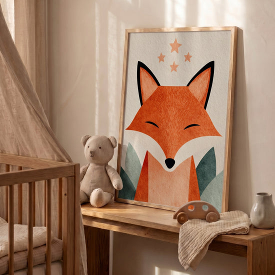 Poster Renard endormi - Tendresse étoilée et douceur apaisante — Décor sur-mesure (IA)