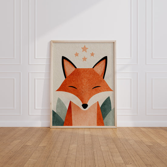 Poster Renard endormi - Tendresse étoilée et douceur apaisante — Vierge - living-room