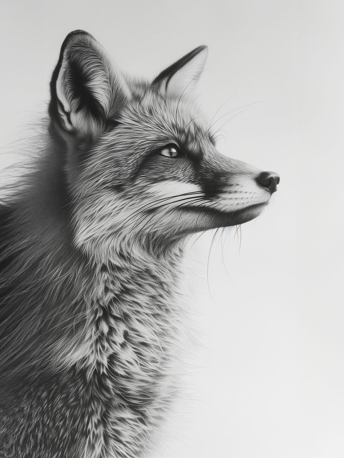 Poster Renard noir et blanc - Le regard perçant d'un esprit sauvage