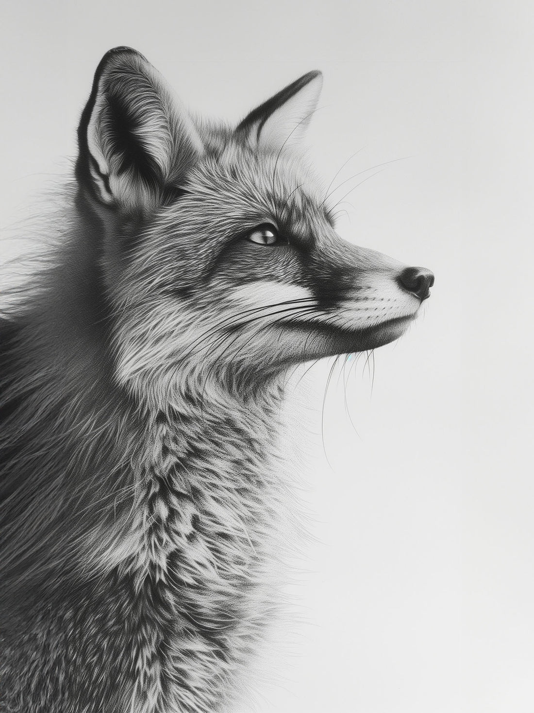 Tableau mural Renard noir et blanc - Regard intense