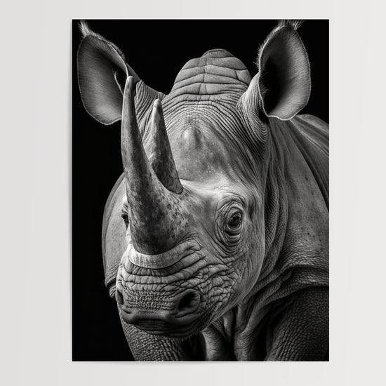 Poster Rhinocéros - Force brute en noir et blanc d'Afrique sauvage — Vierge - poster-presentation-produit