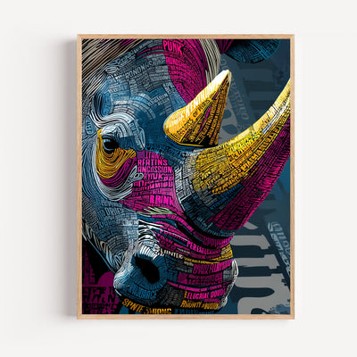 Poster Rhinocéros - Force sauvage sculptée par les mots