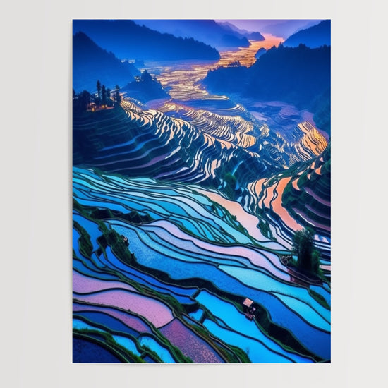 Poster Rizières du Guangxi - Évasion vers un paysage de rêve — Vierge - poster-presentation-produit