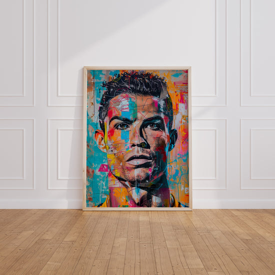 Poster Ronaldo - Portrait street art en couleurs vibrantes — Vierge - living-room