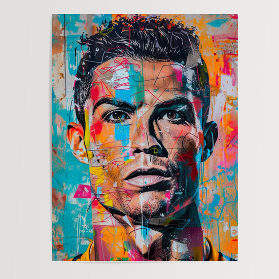 Poster Ronaldo - Portrait street art en couleurs vibrantes — Vierge - poster-presentation-produit
