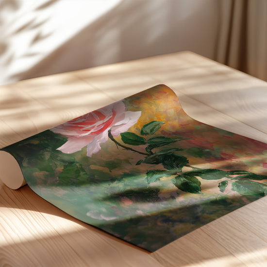 Poster Rose à l'huile - Douceur d'un jardin au soleil couchant — Vierge - poster-enroullé