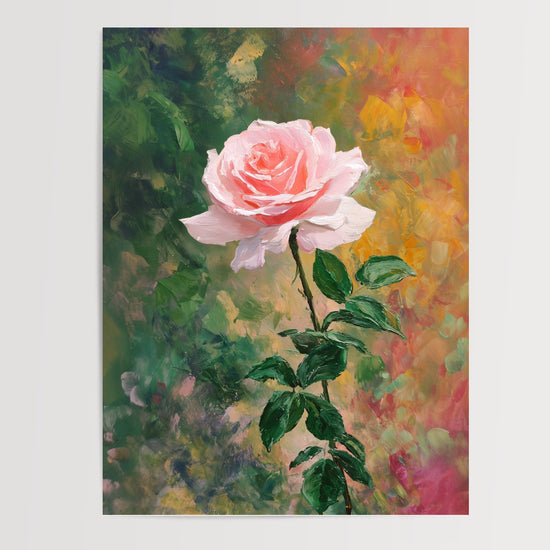 Poster Rose à l'huile - Douceur d'un jardin au soleil couchant — Vierge - poster-presentation-produit