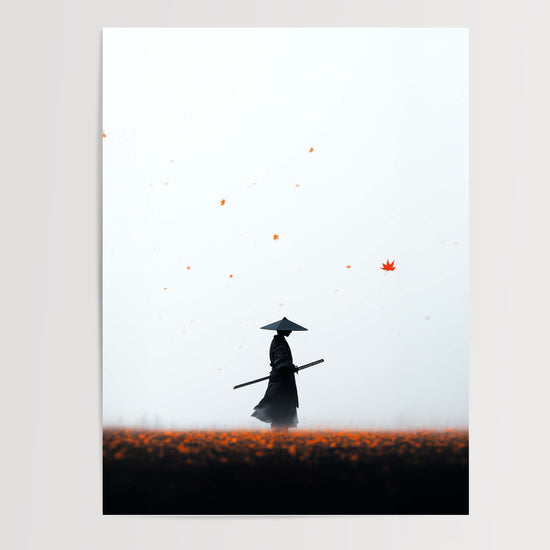 Poster Samouraï - Marche silencieuse parmi les feuilles d'automne — Vierge - poster-presentation-produit