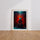Poster Samouraï - Silhouette silencieuse dans l'ombre rouge — Vierge - living-room — passe-partout blanc