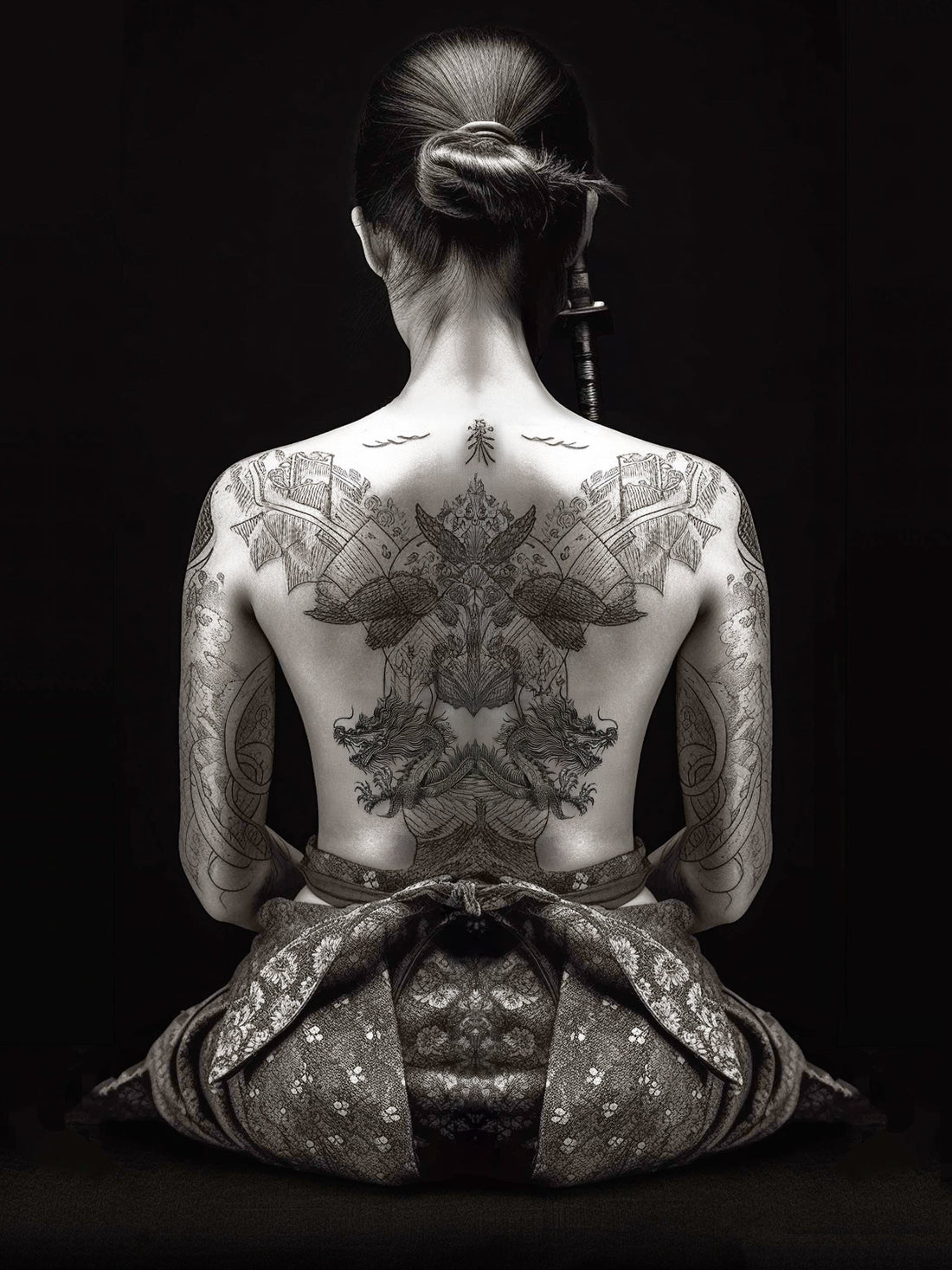 Poster Samouraï - Un dos tatoué entre force et silence
