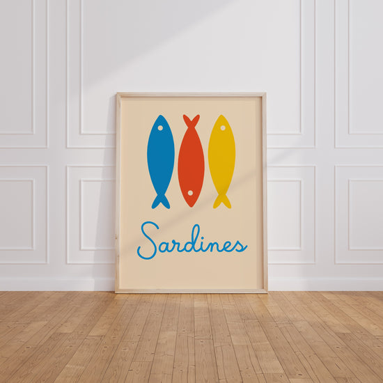 Poster Sardines colorées - Un air de Méditerranée dans la cuisine — Vierge - living-room