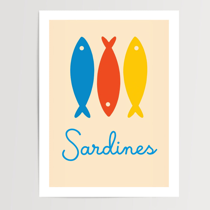 Poster Sardines colorées - Un air de Méditerranée dans la cuisine — Vierge - poster-presentation-produit — passe-partout blanc
