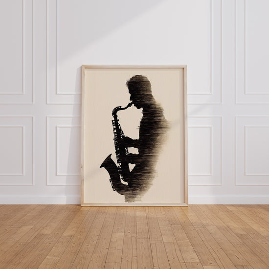 Poster Saxophoniste - Silhouette musicale au souffle libre — Vierge - living-room