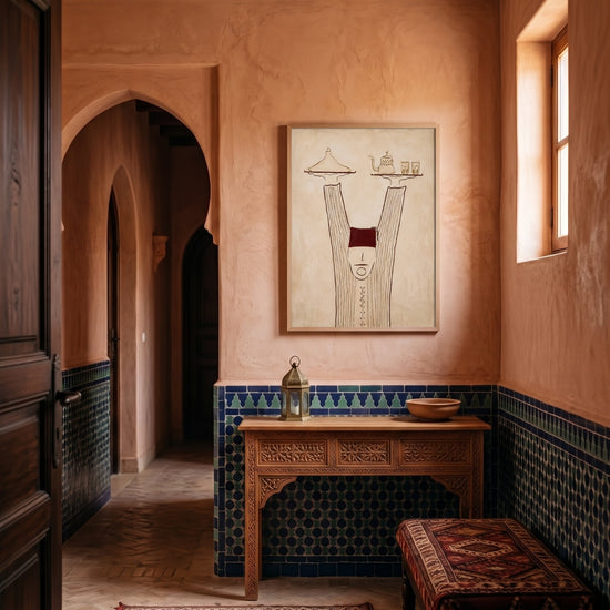 Poster Serveur marocain - Élégance du thé et hospitalité — Décor sur-mesure (IA)