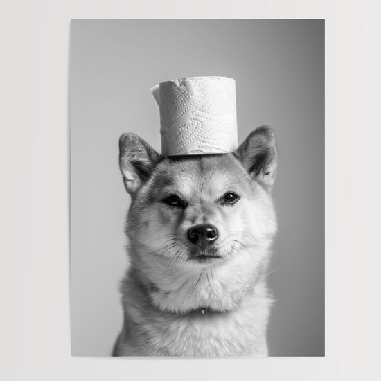 Poster Shiba Inu - Clin d'œil malicieux pour vos toilettes — Vierge - poster-presentation-produit