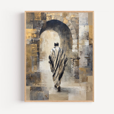 Wandposter Afrikanische Silhouette unter goldenem Bogen