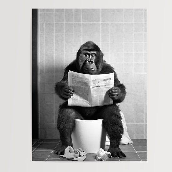 Poster Singe aux toilettes - Un clin d'œil drôle pour vos WC — Vierge - poster-presentation-produit