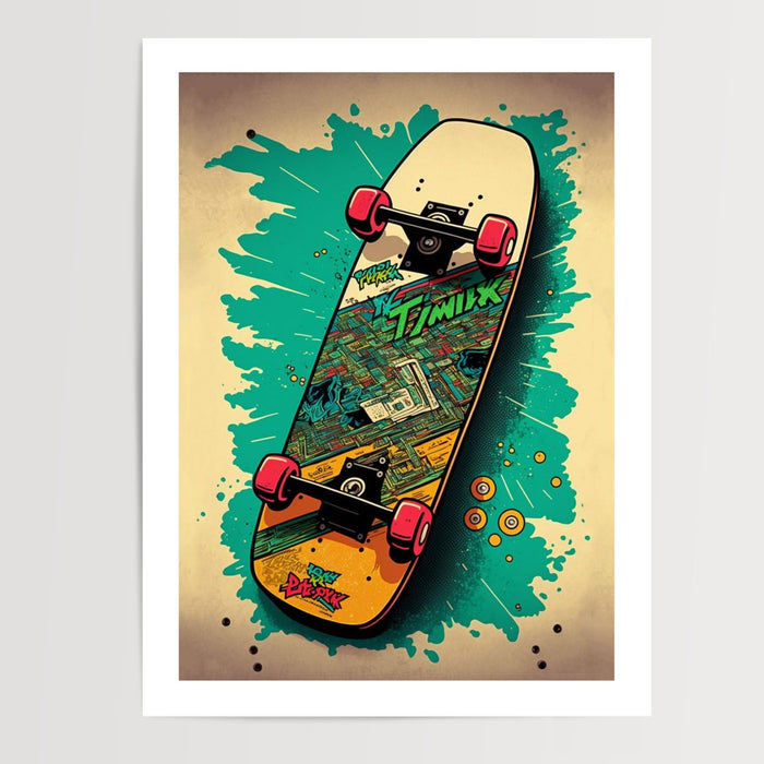 Poster Skate Y2K - Énergie rétro et couleurs pop des années 2000 — Vierge - poster-presentation-produit — passe-partout blanc