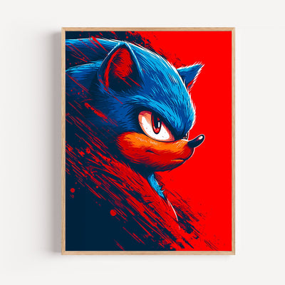 Sonic poster – de blauwe held op volle snelheid