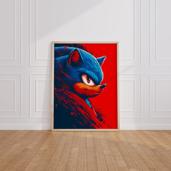Poster Sonic - Le héros bleu lancé à pleine vitesse — Vierge - living-room