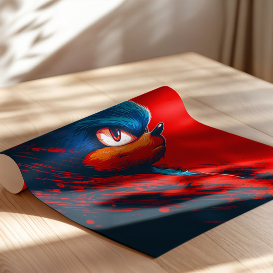 Poster Sonic - Le héros bleu lancé à pleine vitesse — Vierge - poster-enroullé