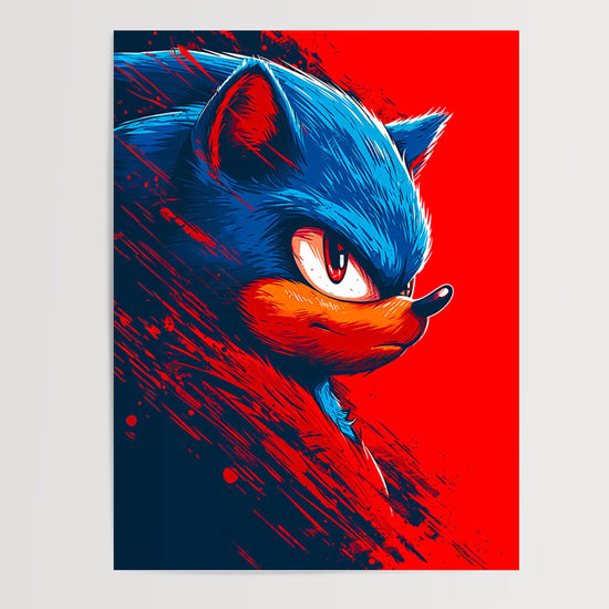 Poster Sonic - Le héros bleu lancé à pleine vitesse — Vierge - poster-presentation-produit