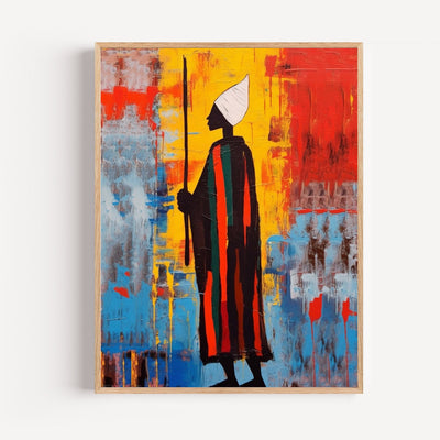 African Sufi Art Print – Spiritual Silhouette in African Colors