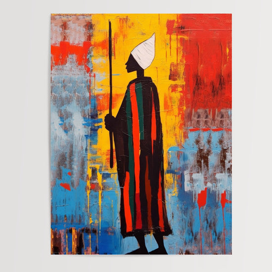 Poster Soufi africain - Silhouette spirituelle aux couleurs d'Afrique — Vierge - poster-presentation-produit