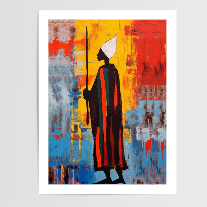 Poster Soufi africain - Silhouette spirituelle aux couleurs d'Afrique — Vierge - poster-presentation-produit — passe-partout blanc
