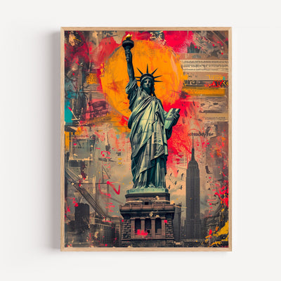 Freiheitsstatue Pop Art Poster - New York Ikone neu interpretiert