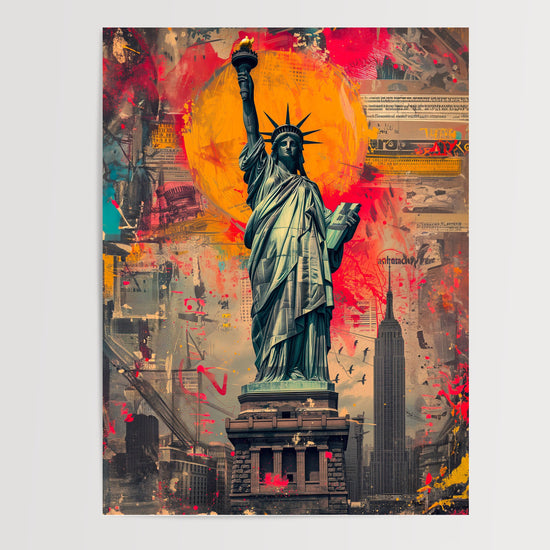 Poster Statue de la Liberté Pop Art - Icône new-yorkaise revisitée — Vierge - poster-presentation-produit