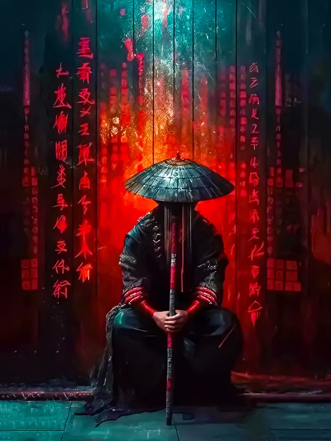Samurai Canvas Wall Art - Subtle Shadow