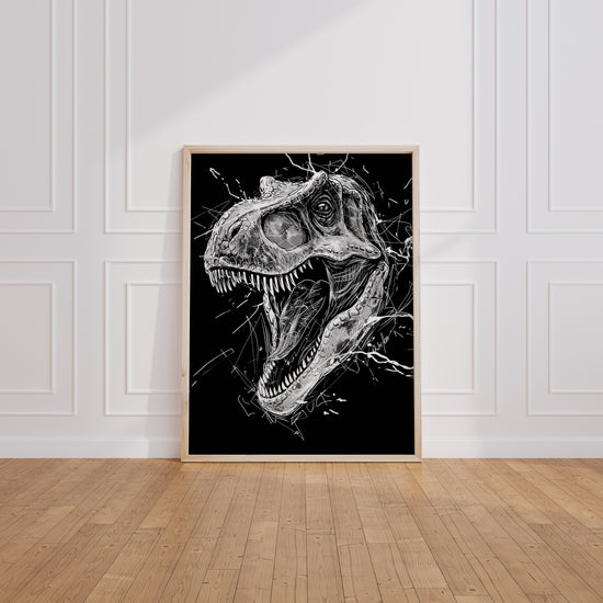Poster T-Rex - Le grand dinosaure qui fait rugir l'imagination — Vierge - living-room