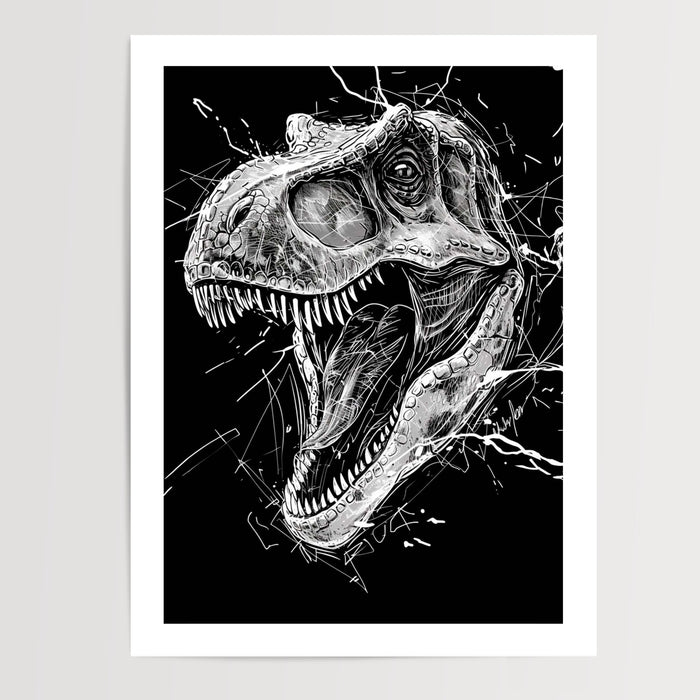 Poster T-Rex - Le grand dinosaure qui fait rugir l'imagination — Vierge - poster-presentation-produit — passe-partout blanc