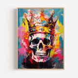 Poster Tête de mort couronnée - Street art royal et couleurs électriques