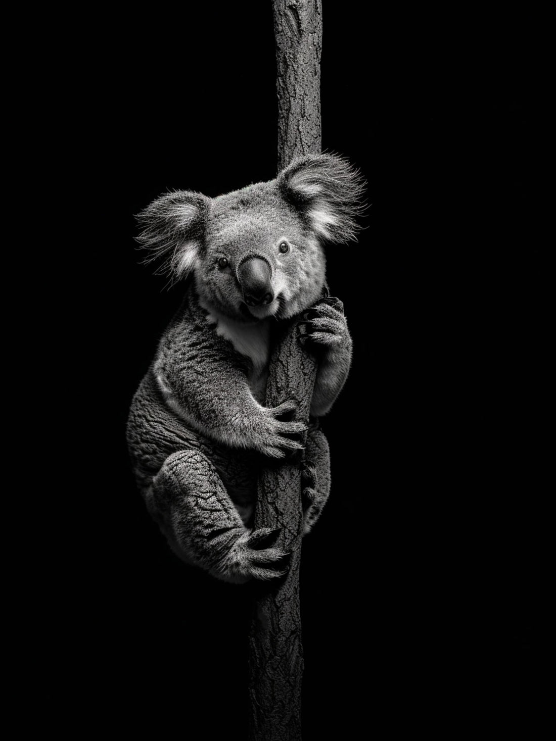 Black and White Koala Canvas Print – Modern Serenity Wall Art