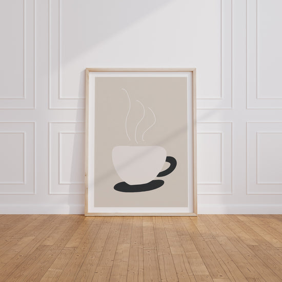 Poster Tasse de café - Douceur beige d'un matin qui prend son temps — Vierge - living-room