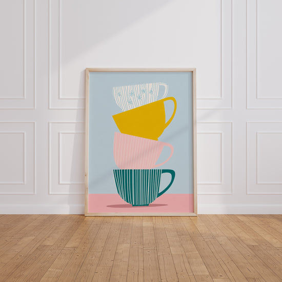 Poster Tasses colorées - Douceur d'un rituel matinal — Vierge - living-room